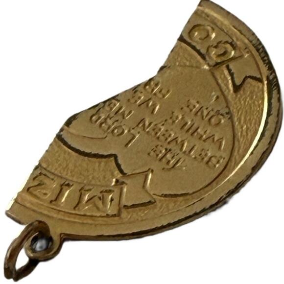 Mizpah Coin 14KT Gold Filled Jewish Friendship Charm - Left Side 1/2 Pendant - Picture 3 of 7